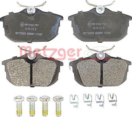 Metzger 1170021 - Kit pastiglie freno, Freno a disco autozon.pro