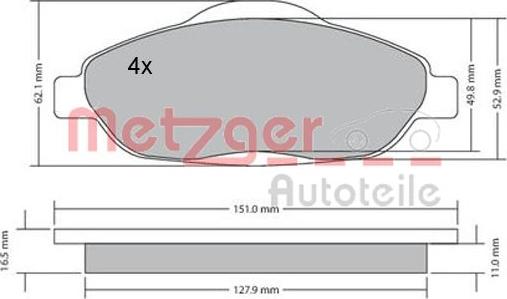 Metzger 1170194 - Kit pastiglie freno, Freno a disco autozon.pro