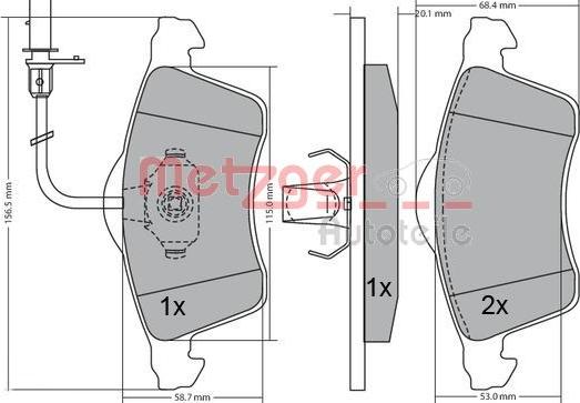 Metzger 1170196 - Kit pastiglie freno, Freno a disco autozon.pro