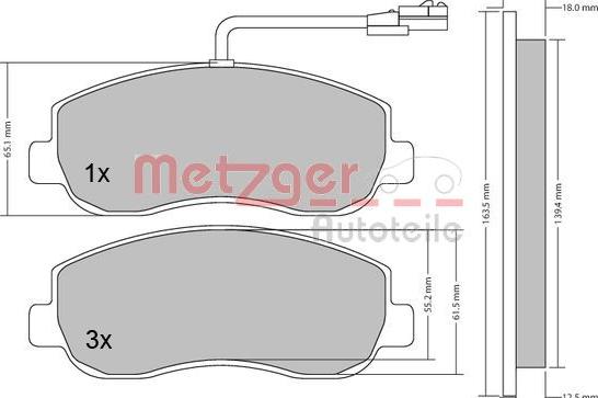 Metzger 1170148 - Kit pastiglie freno, Freno a disco autozon.pro