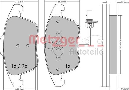 Metzger 1170156 - Kit pastiglie freno, Freno a disco autozon.pro