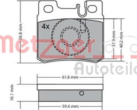 Metzger 1170158 - Kit pastiglie freno, Freno a disco autozon.pro