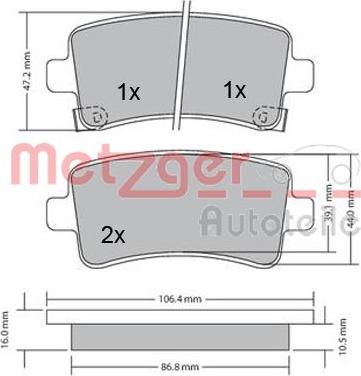 Metzger 1170152 - Kit pastiglie freno, Freno a disco autozon.pro