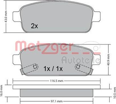 Metzger 1170164 - Kit pastiglie freno, Freno a disco autozon.pro