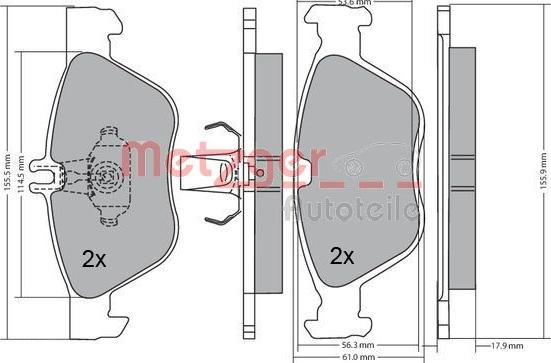 Metzger 1170162 - Kit pastiglie freno, Freno a disco autozon.pro