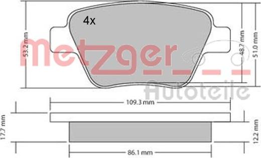 Metzger 1170106 - Kit pastiglie freno, Freno a disco autozon.pro