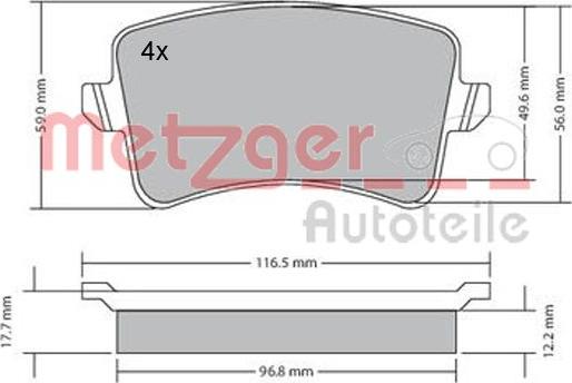 Metzger 1170113 - Kit pastiglie freno, Freno a disco autozon.pro