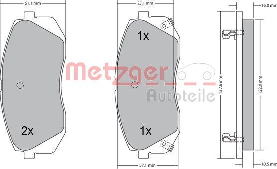 Metzger 1170186 - Kit pastiglie freno, Freno a disco autozon.pro