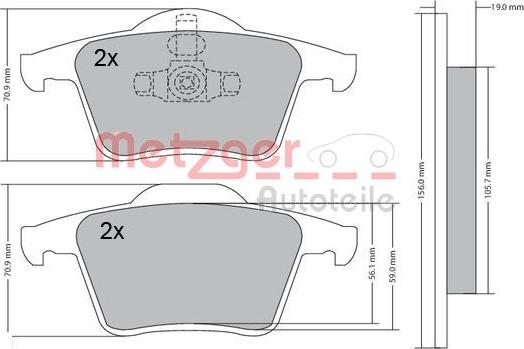 Metzger 1170180 - Kit pastiglie freno, Freno a disco autozon.pro