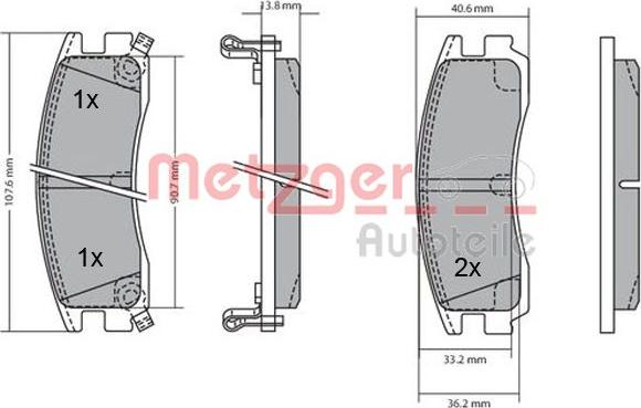 Metzger 1170187 - Kit pastiglie freno, Freno a disco autozon.pro