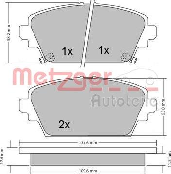 Metzger 1170124 - Kit pastiglie freno, Freno a disco autozon.pro