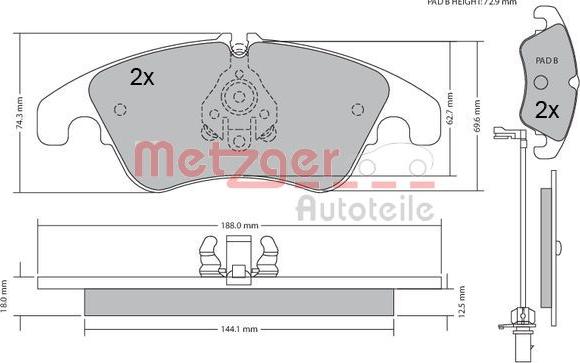 Metzger 1170127 - Kit pastiglie freno, Freno a disco autozon.pro