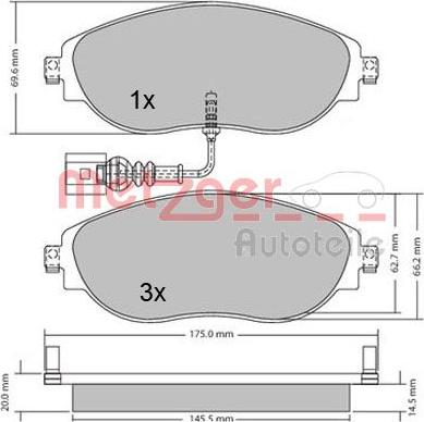 Metzger 1170173 - Kit pastiglie freno, Freno a disco autozon.pro