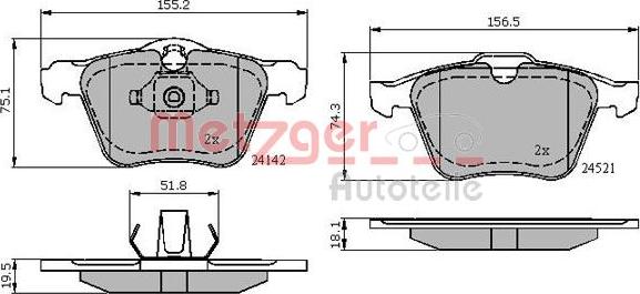 Metzger 1170864 - Kit pastiglie freno, Freno a disco autozon.pro