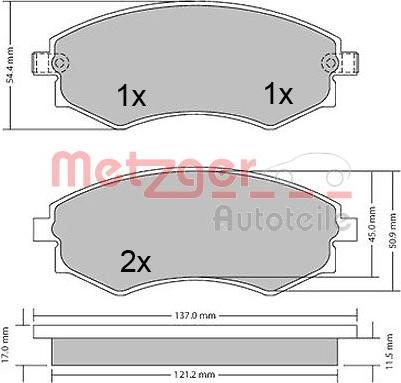 Metzger 1170394 - Kit pastiglie freno, Freno a disco autozon.pro