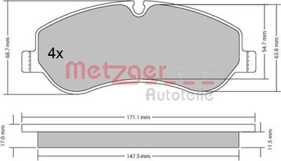 Metzger 1170349 - Kit pastiglie freno, Freno a disco autozon.pro