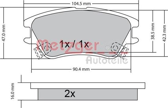 Metzger 1170347 - Kit pastiglie freno, Freno a disco autozon.pro