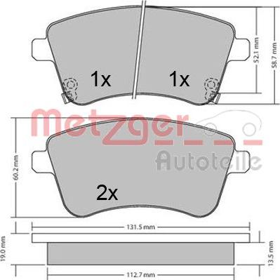 Metzger 1170359 - Kit pastiglie freno, Freno a disco autozon.pro