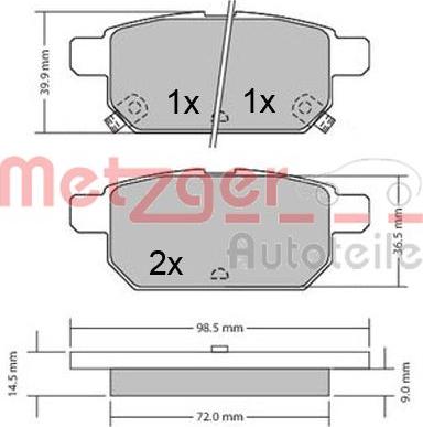 Metzger 1170360 - Kit pastiglie freno, Freno a disco autozon.pro