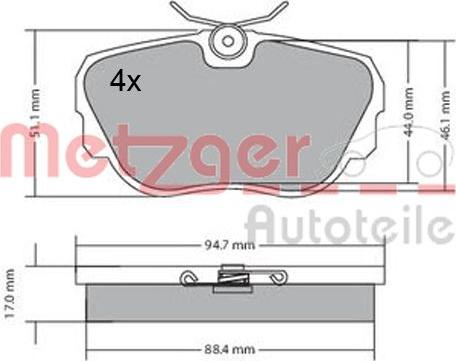 Metzger 1170316 - Kit pastiglie freno, Freno a disco autozon.pro