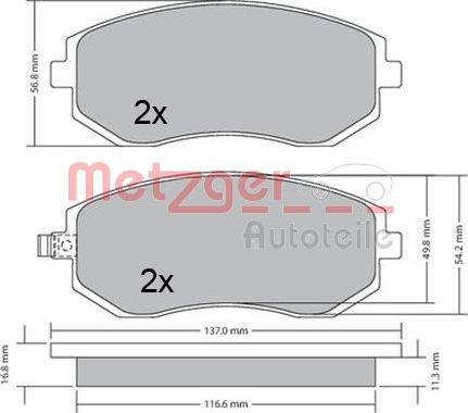 Metzger 1170312 - Kit pastiglie freno, Freno a disco autozon.pro