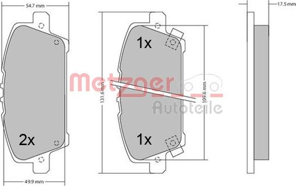 Metzger 1170384 - Kit pastiglie freno, Freno a disco autozon.pro