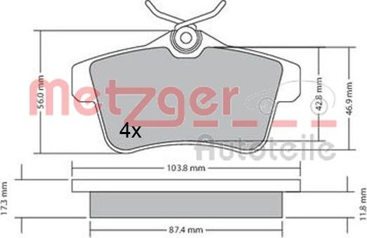 Metzger 1170335 - Kit pastiglie freno, Freno a disco autozon.pro