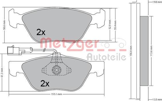 Metzger 1170321 - Kit pastiglie freno, Freno a disco autozon.pro