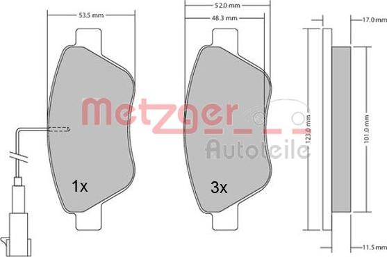 Metzger 1170296 - Kit pastiglie freno, Freno a disco autozon.pro