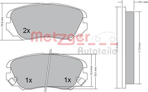 Metzger 1170291 - Kit pastiglie freno, Freno a disco autozon.pro