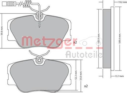 Metzger 1170258 - Kit pastiglie freno, Freno a disco autozon.pro