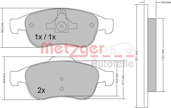 Metzger 1170265 - Kit pastiglie freno, Freno a disco autozon.pro