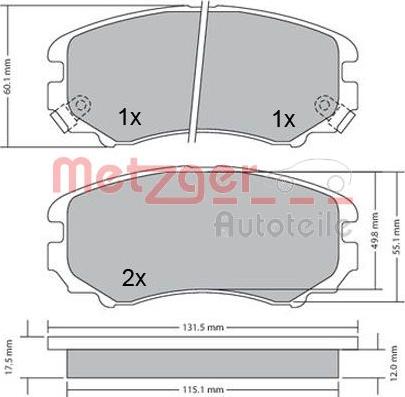 Metzger 1170262 - Kit pastiglie freno, Freno a disco autozon.pro