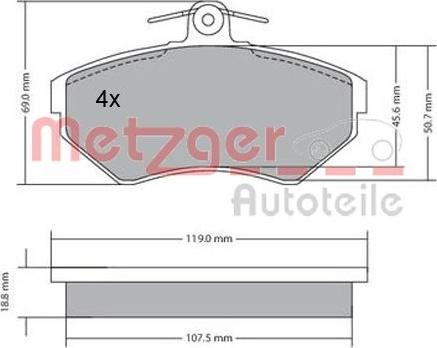 Metzger 1170214 - Kit pastiglie freno, Freno a disco autozon.pro