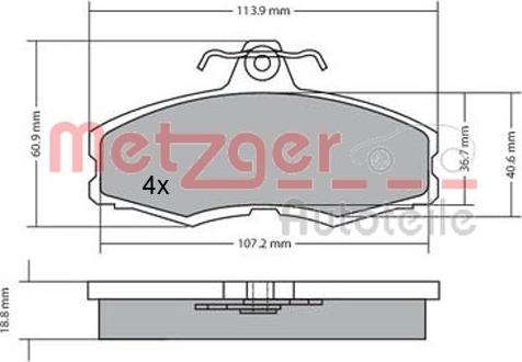 Metzger 1170286 - Kit pastiglie freno, Freno a disco autozon.pro