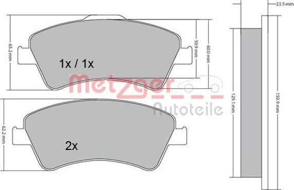 Metzger 1170220 - Kit pastiglie freno, Freno a disco autozon.pro