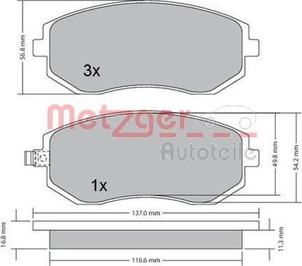 Metzger 1170275 - Kit pastiglie freno, Freno a disco autozon.pro