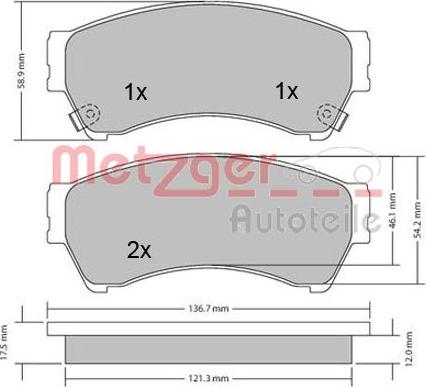 Metzger 1170270 - Kit pastiglie freno, Freno a disco autozon.pro