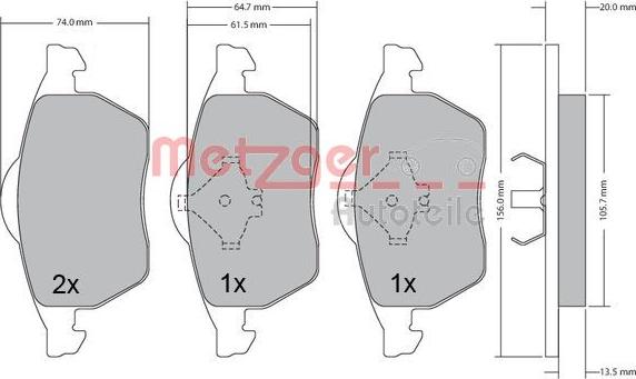 Metzger 1170278 - Kit pastiglie freno, Freno a disco autozon.pro