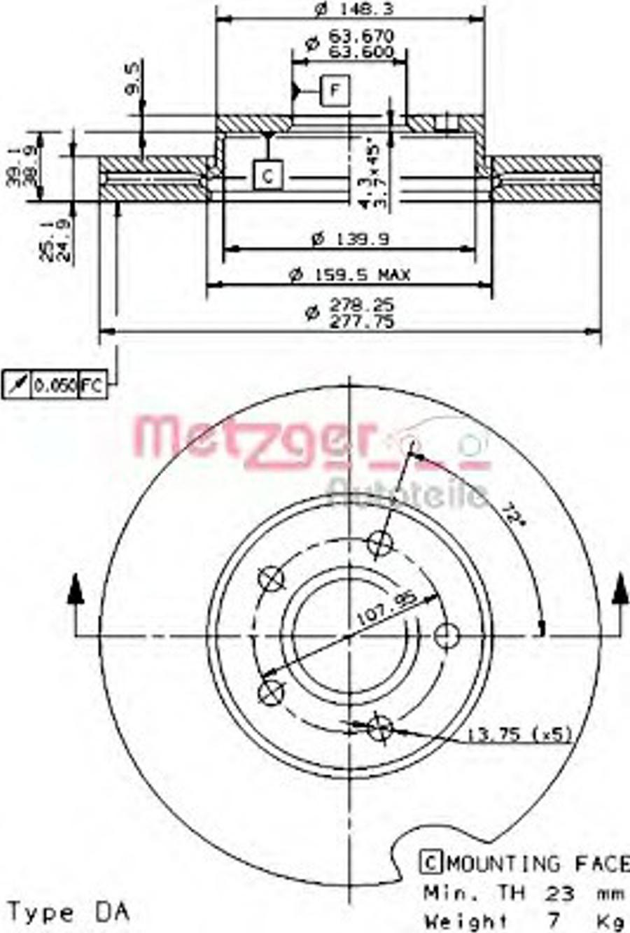 Metzger 24919V - Discofreno autozon.pro