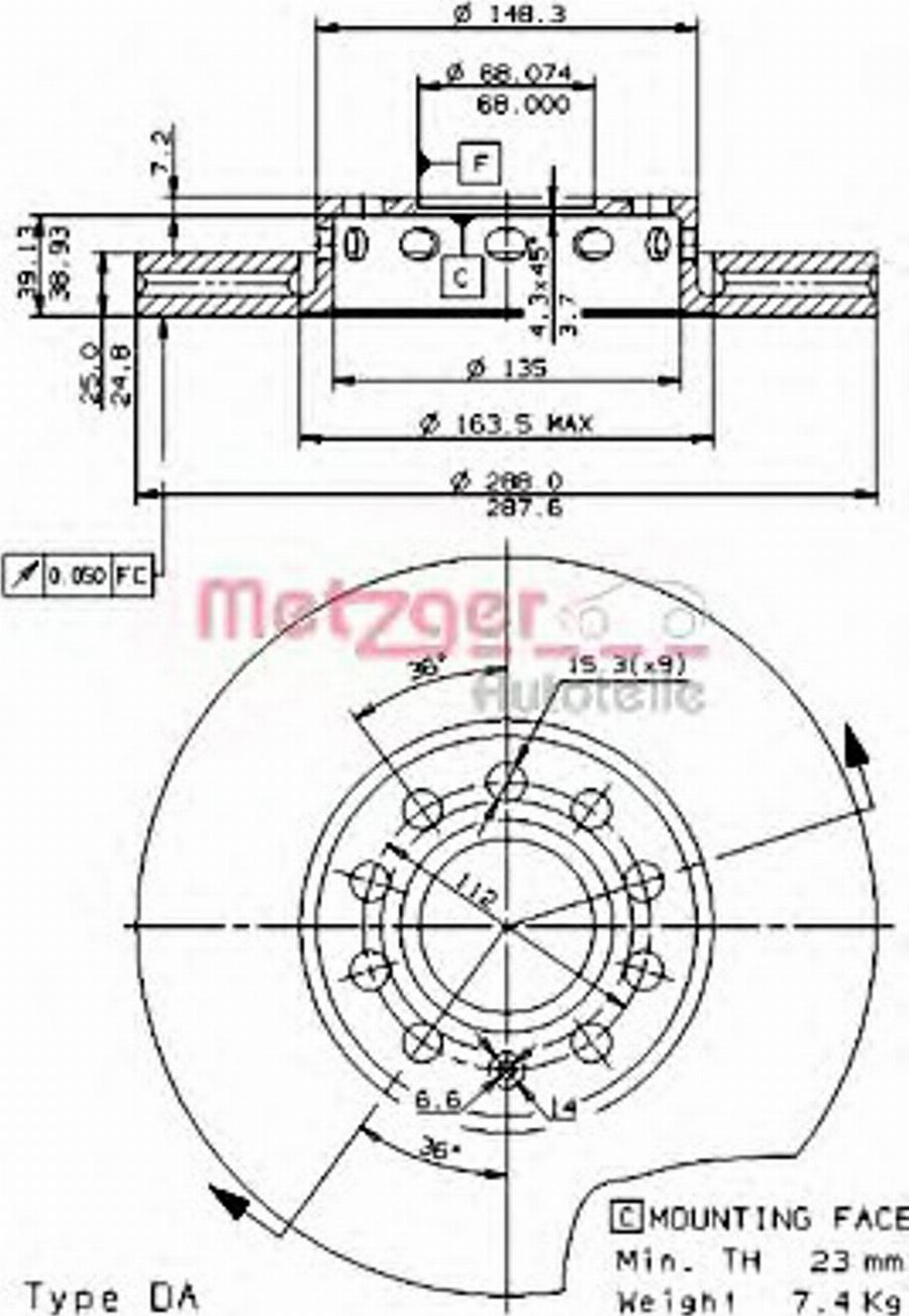 Metzger 25046V - Discofreno autozon.pro