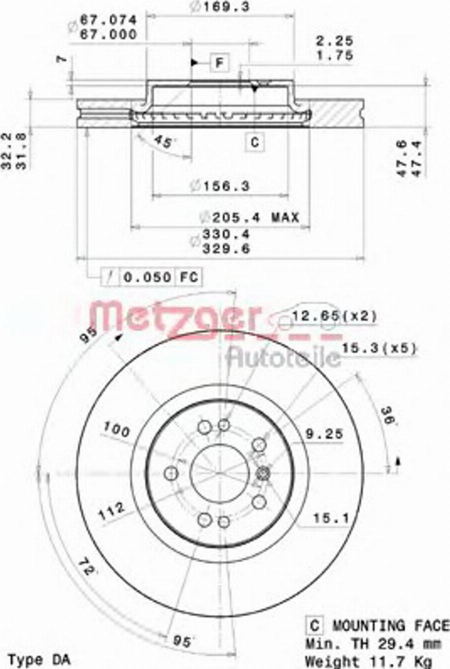 Metzger 25064V - Discofreno autozon.pro