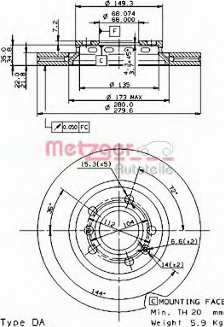 Metzger 25062V - Discofreno autozon.pro