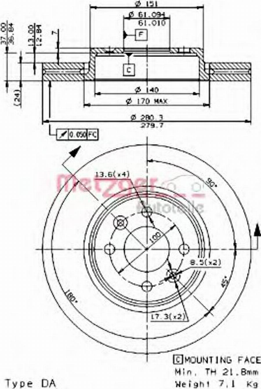 Metzger 22126V - Discofreno autozon.pro