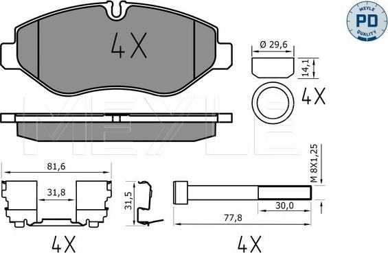 Meyle 025 292 2920/PD - Kit pastiglie freno, Freno a disco autozon.pro