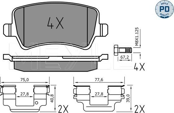 Meyle 025 244 9618/PD - Kit pastiglie freno, Freno a disco autozon.pro