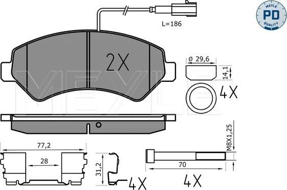 Meyle 025 244 6619-1/PD - Kit pastiglie freno, Freno a disco autozon.pro