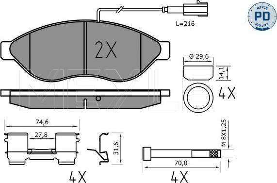 Meyle 025 244 6819-1/PD - Kit pastiglie freno, Freno a disco autozon.pro