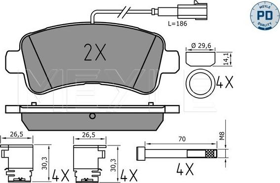 Meyle 025 259 8721/PD - Kit pastiglie freno, Freno a disco autozon.pro