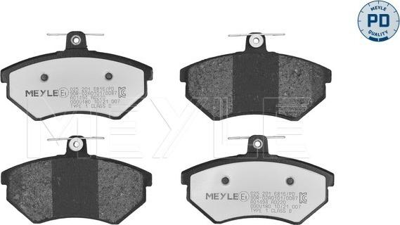 Meyle 025 201 6816/PD - Kit pastiglie freno, Freno a disco autozon.pro